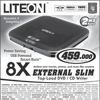 Lite On 8x External Slim DVD CD Writer Rp 459 ribu - redirectline